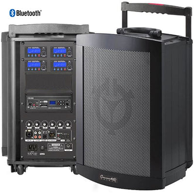Front and back view of Challenger 10" Portable PA System - Includes Wireless Receiver-Bluetooth-USB-SD Media Player