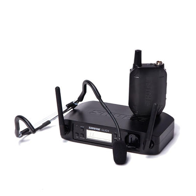 Front view of Shure GLX-D Wireless Beltpack System with E Mic