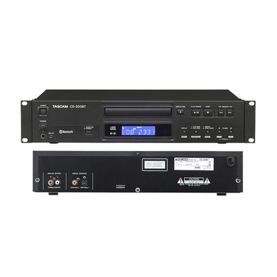 Front and back views of Tascam CD-200 CD Player with Pitch Control and Bluetooth
